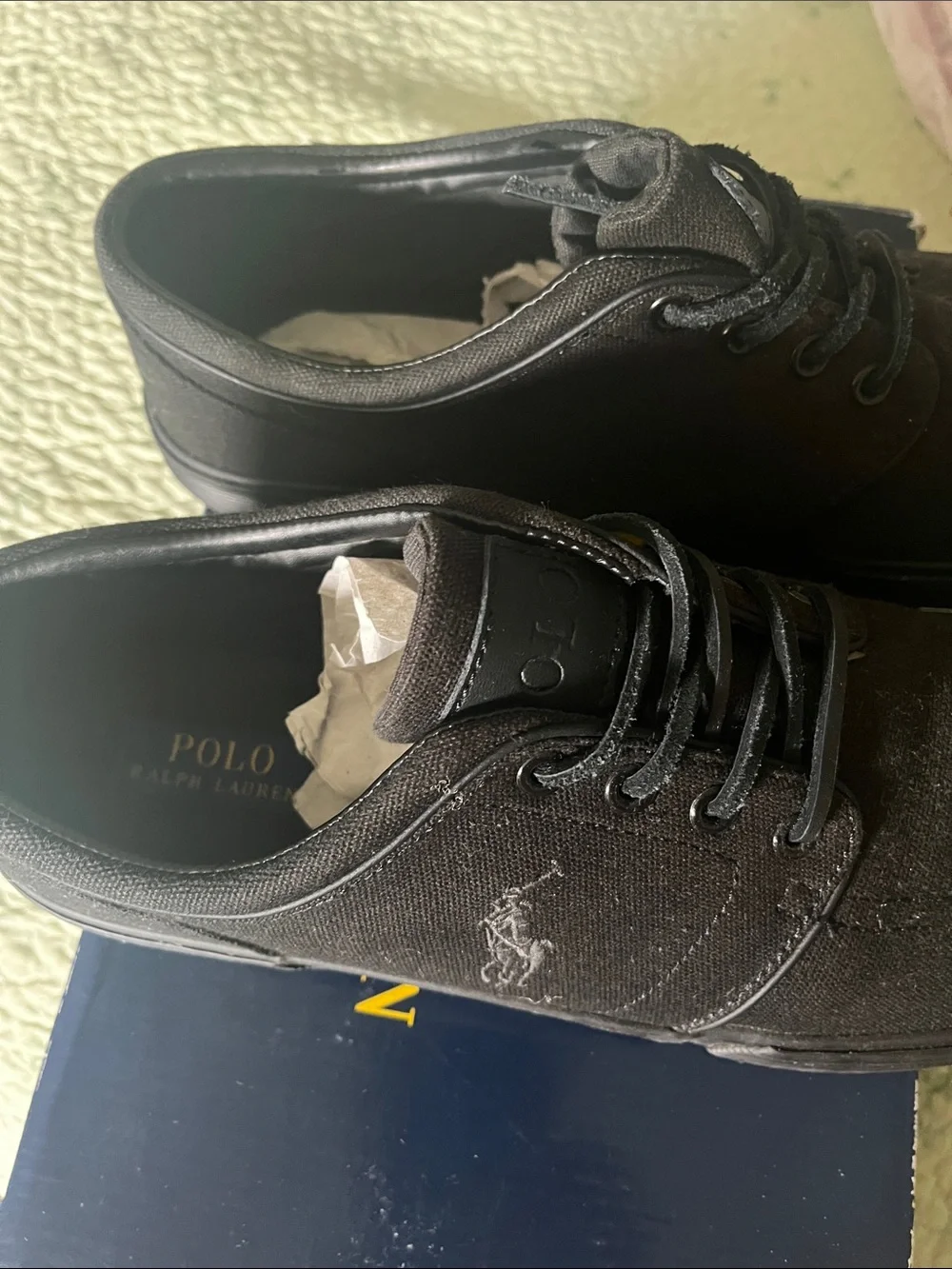 Polo by Ralph Lauren Black Canvas Derby Lace-Up Shoes